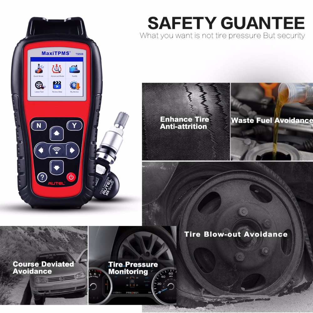 Autel - Autel MaxiTPMS TS508K Tire Pressure Monitoring System Reset TPMS Replacement Tool with 8pc Sensors