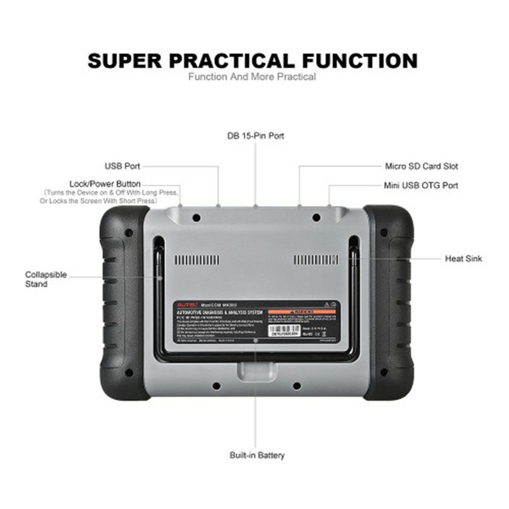 Autel - Autel MaxiCOM MK808 OBD2 Diagnostic Scan Tool with All System and Service Functions (MD802+MaxiCheck Pro)