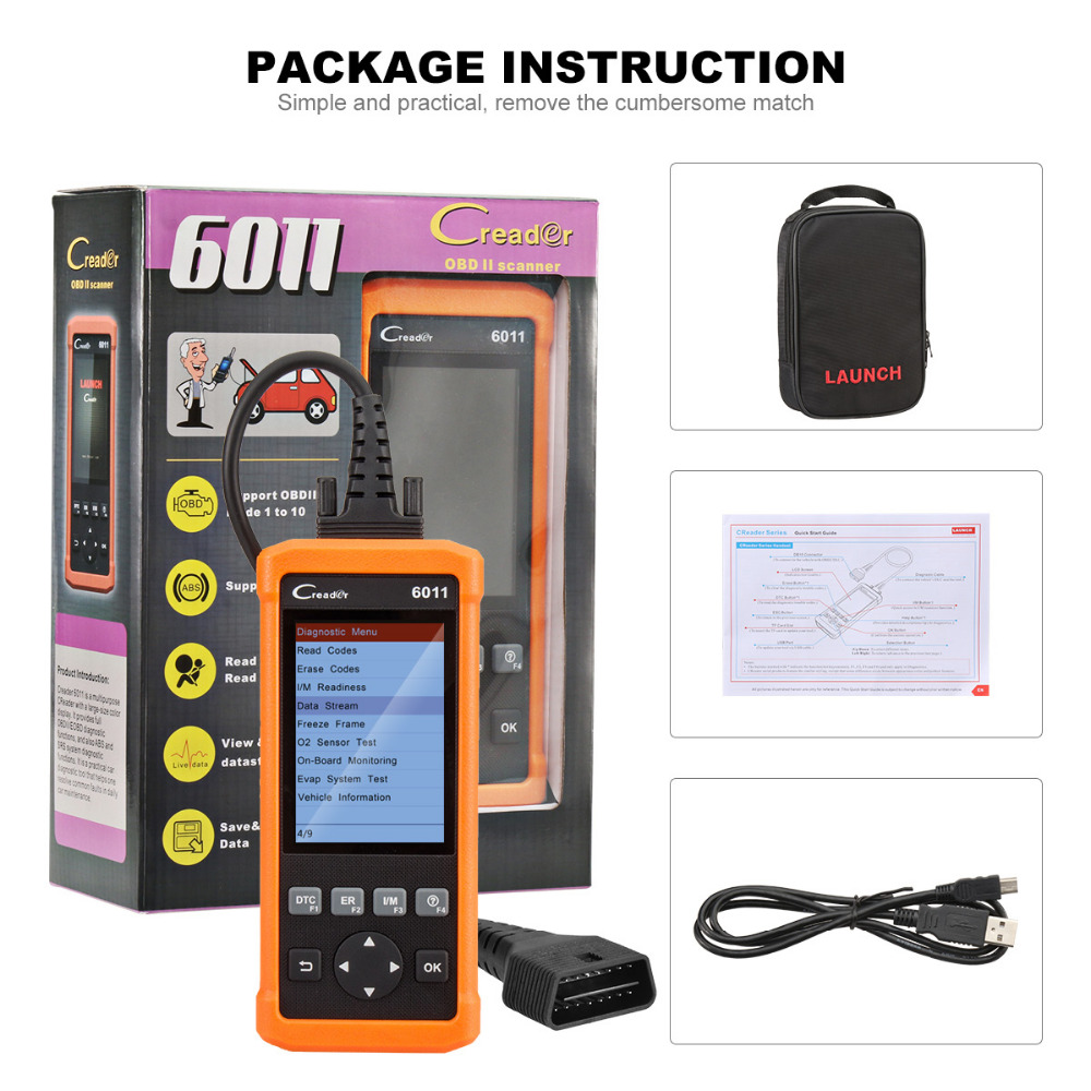 Launch - Launch CReader 6011 CR6011 OBD2 Scanner ABS SRS Code Read Auto Diagnostic Tool Car OBD 2 OBDII Automotive Autoscanner Sc