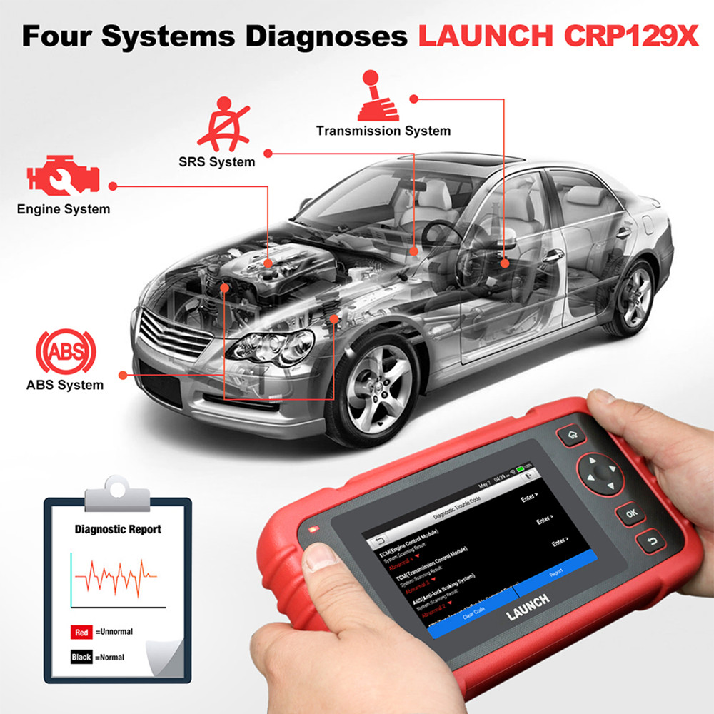 Launch - LAUNCH X431 CRP129X OBD2 Car Scanner Automotive Diagnostic Tool Auto Scan Diagnoses 4 System TPMS PK Creader VIII CRP129