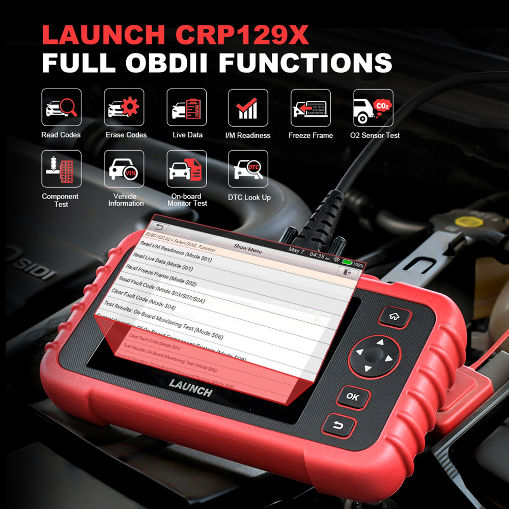 Launch - LAUNCH X431 CRP129X OBD2 Car Scanner Automotive Diagnostic Tool Auto Scan Diagnoses 4 System TPMS PK Creader VIII CRP129