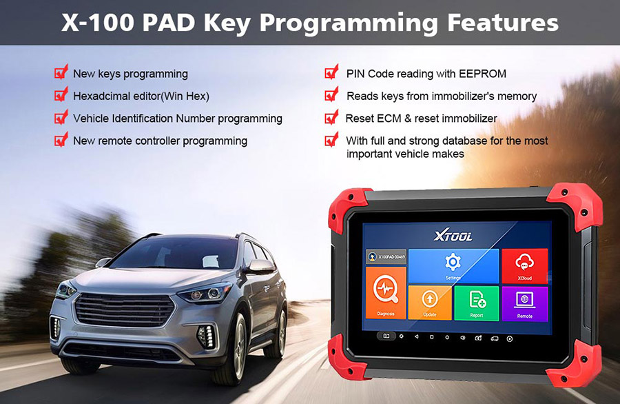 Original Brand Tool - X100 PAD OBD2 Auto Key Programmer Diagnostic Scanner Automotive Code Reader IMMO EPB DPF BMS Reset Odometer EEPROM Updat
